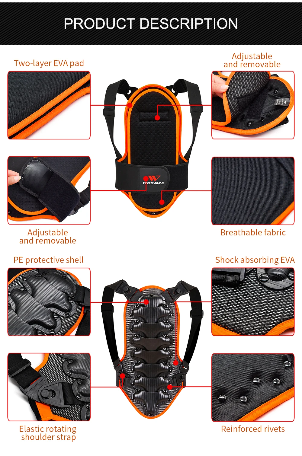 WOSAWE для мальчиков и девочек Защита спины тела защита талии велоспорта