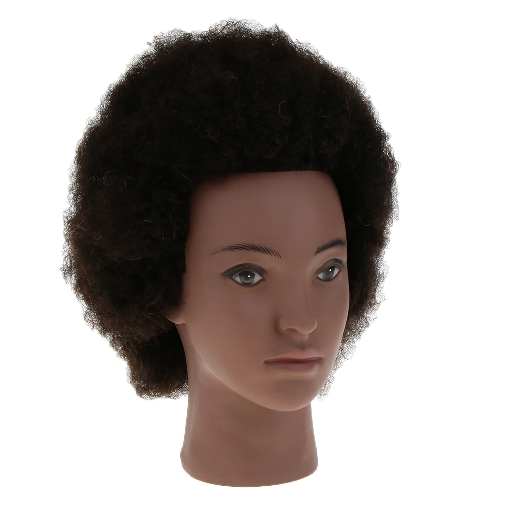 Cosmetology Afro Mannequin Heads w/ Human Hair for Braiding Cornrow Practice
