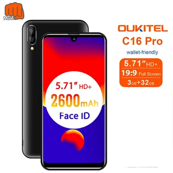 

OUKITEL Android 9.0 19:9 Pro 5.71'' Waterdrop Screen celular MT6761P Quad 3GB RAM 32GB ROM Smartphone 4G LTE Mobile Phone