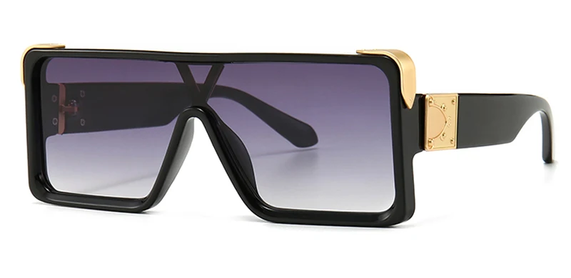 Peekaboo, черные негабаритные солнцезащитные очки для мужчин, цельное серебряное зеркало,, большие квадратные солнцезащитные очки для женщин, uv400, Летний стиль - Цвет линз: gradient black lens
