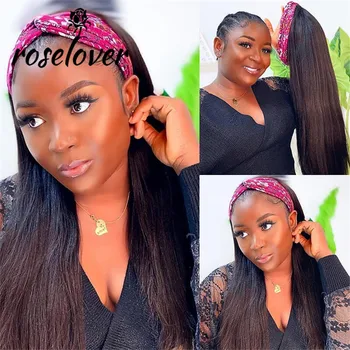 

Roselover Head Band Wigs Human Hair Wigs 8-24 " Elastic Band Hand Made Non-Slip Wig Grip Band With Adjustable Remy Wig