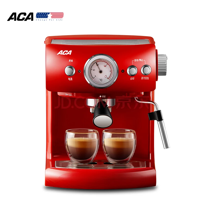 

Semi automatic commercial / household red coffee machine.19 Bar Espresso Coffee Maker Steam milk foam
