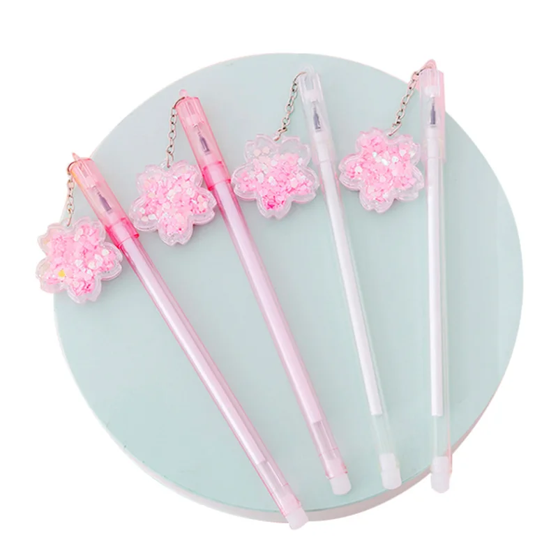 

2pc Creative Cherry Blossom Pendant Gel Pen Cartoon Black Ink Pen Promotional Stationery Office Signing Pen School Supplies