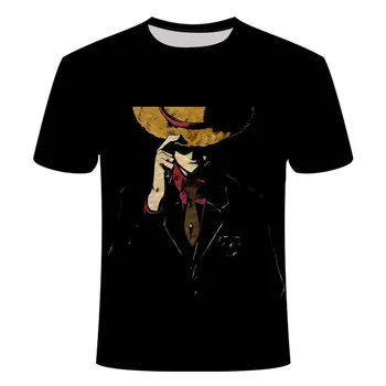 

2020 new men's and women's funny 3D printing T-shirts cool cartoon anime summer casual Luffy tops street style wild black T-shir