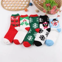 Модные женские носки, теплые рождественские носки, новинка, милые носки, коралловый бархат, рождественский подарок, носки со снежинками, Мультяшные носки NM