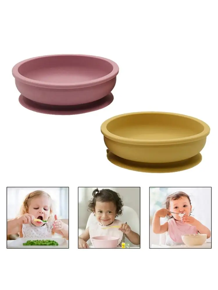 

Baby Silicone Suction Cup Bowl Non-Slip Sucker Dishes Plate Tableware Learning Feeding Dinnerware