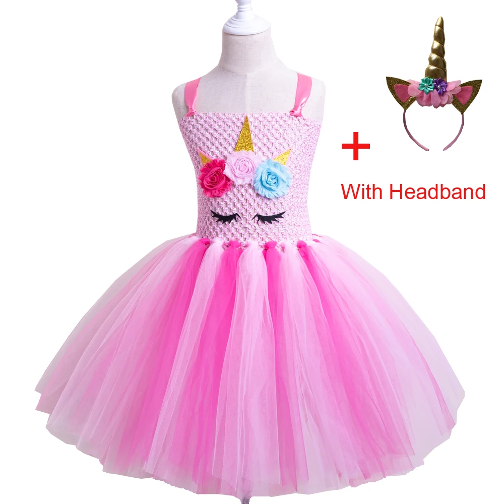 

Unicorn Party Tutu Dress Princess Baby Girls Dresses For Girls Cosplay Flower Rainbow Birthday Dress Halloween Costume