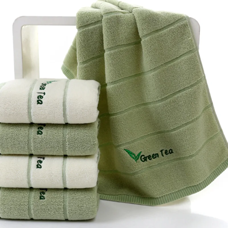 

Hot Sale Green Tea Towel 100% Cotton Fiber Soft Towel Children's Hand Embroidered FaceTowels For Adult