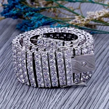 6 ряд женщин очарование теннисные цепи Браслет Bling Циркон Льдом Из золота для вечерние дамы