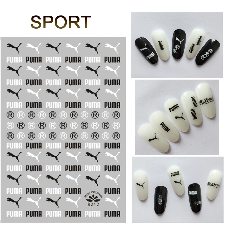 

3D Nail Art Decorations Black Stickers Manicure Brand Nail Sticker Self-adhesive DIY Decals Silver Gold Nail Art Stickers Decals