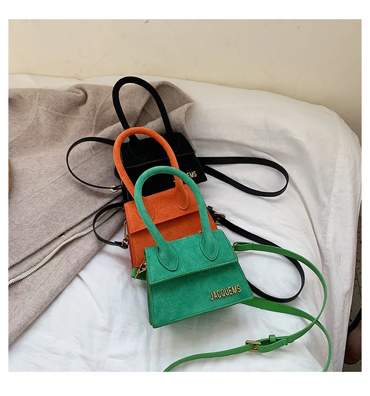 Женская замшевая мини-сумка-шоппер через плечо, женская сумка, осенняя новая бархатная металлическая сумка с надписью, маленькая квадратная сумка-скраб на плечо