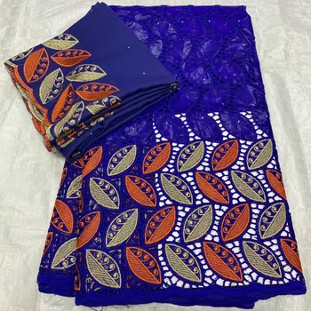 

(5+2yards/set) royal blue African hollow out bazin riche lace fabric with scarf lace 2020 hottest for attractive dress BZX038