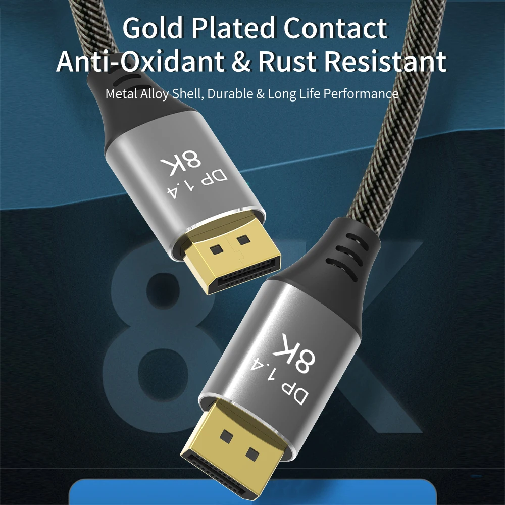 Кабель DisplayPort Ultra HD 8K 4K медный шнур DP 1 4 HBR3 @ 60Hz 144Hz 32 Гбит/с HDCP 3D тонкий и гибкий
