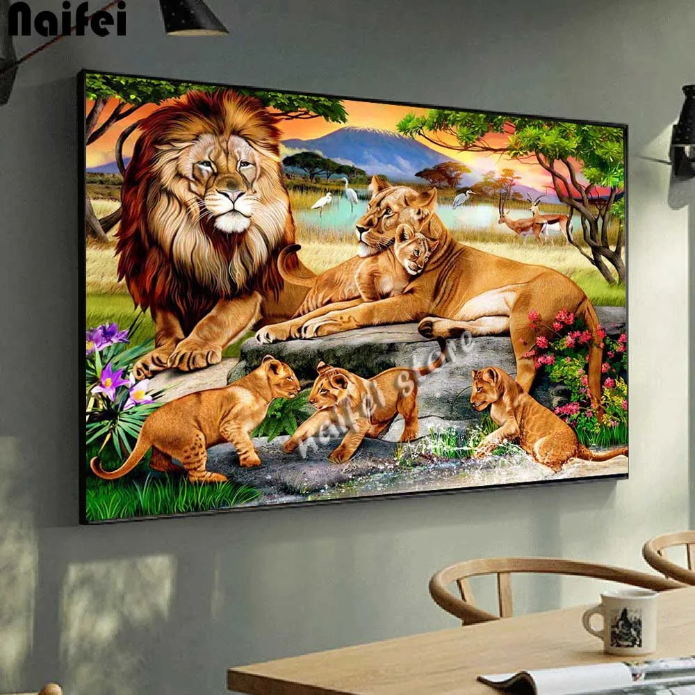 Lion Family Animals Diamond Painting 