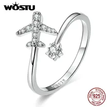 WOSTU, новинка,, настоящее 925 пробы, серебряные кольца для женщин, вечерние, ювелирные изделия, подарок, прозрачные, CZ, кольца CQR623