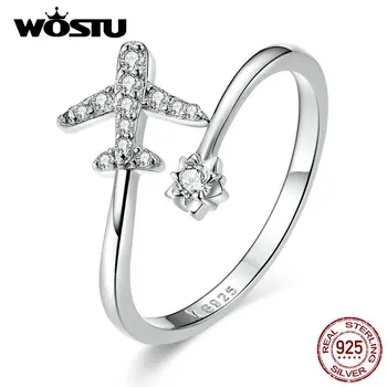 

WOSTU 2019 New 100% Real 925 Sterling Silver Faraway Rings For Women Party Jewelry Gift Clear CZ Adjusetable Rings CQR623