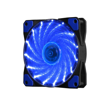 

5V-13.2V PC Case Fan 12CM Silent LED Cooler Fan Strong Wind with 15 LED Blue Light(Green/Blue/Red)