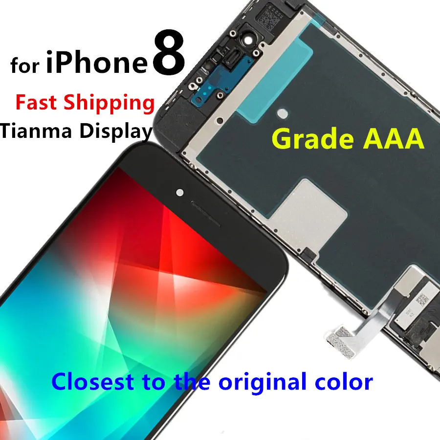 

Replacement Screen For iPhone 8 LCD Display Digitizer Touch Screen Assembly With Frame for iPhone 6S 7 ,Black White