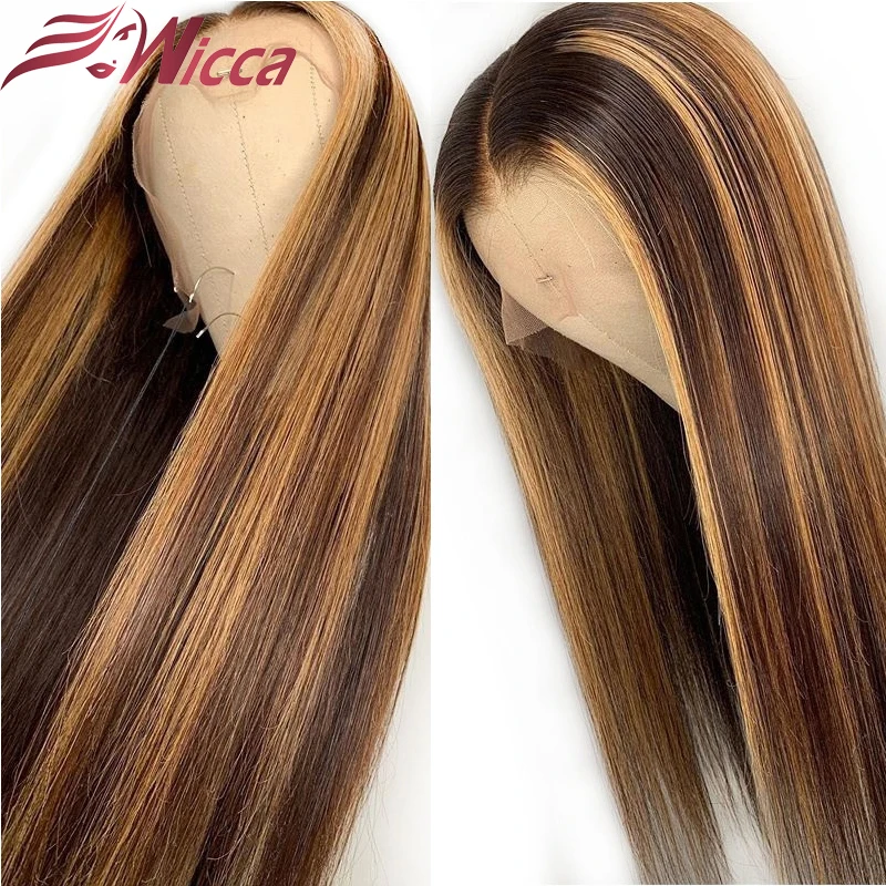 Wicca Highlight 13x6 Lace Front Human Hair Wigs With Baby Hair 8-26 Inches Brazilian Remy Hair Bleached Knots 3 Wicca Highlight 13x6 Lace Front Human Hair Wigs With Baby Hair 8-26 Inches Brazilian Remy Hair Bleached Knots 3