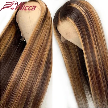 Wicca Highlight 13x6 Lace Front Human Hair Wigs With Baby Hair 8-26 Inches Brazilian Remy Hair Bleached Knots 3