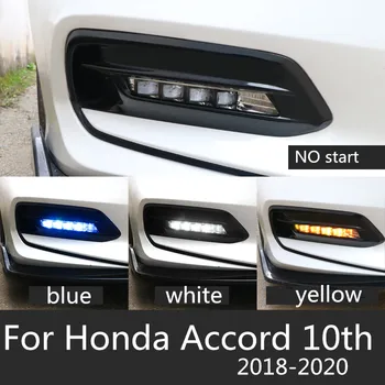 

2Pcs DRL For Honda Accord 10th 2018 2019 LED Car Daytime Running Light driving fog lamp With dynamic Turn Signal style relay