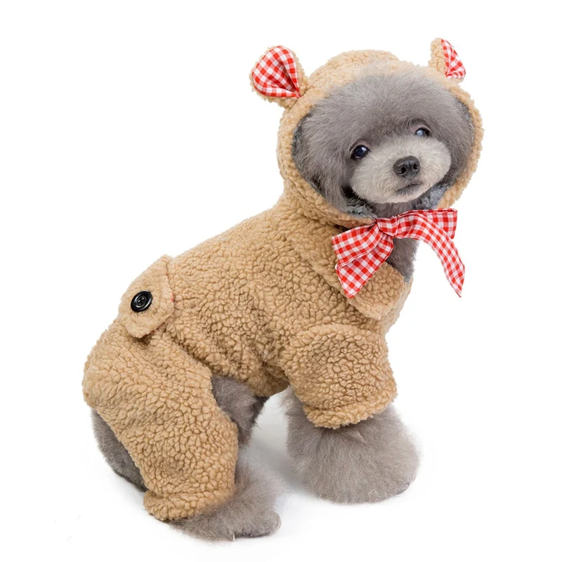 Light brown Зимняя одежда для домашних животных милая теплая одежда для домашних животных комбинезон для щенка Одежда для собак комбинезон для чихуахуа пуделя Бишон шнауцер собака стоимость - Цвет: Light brown