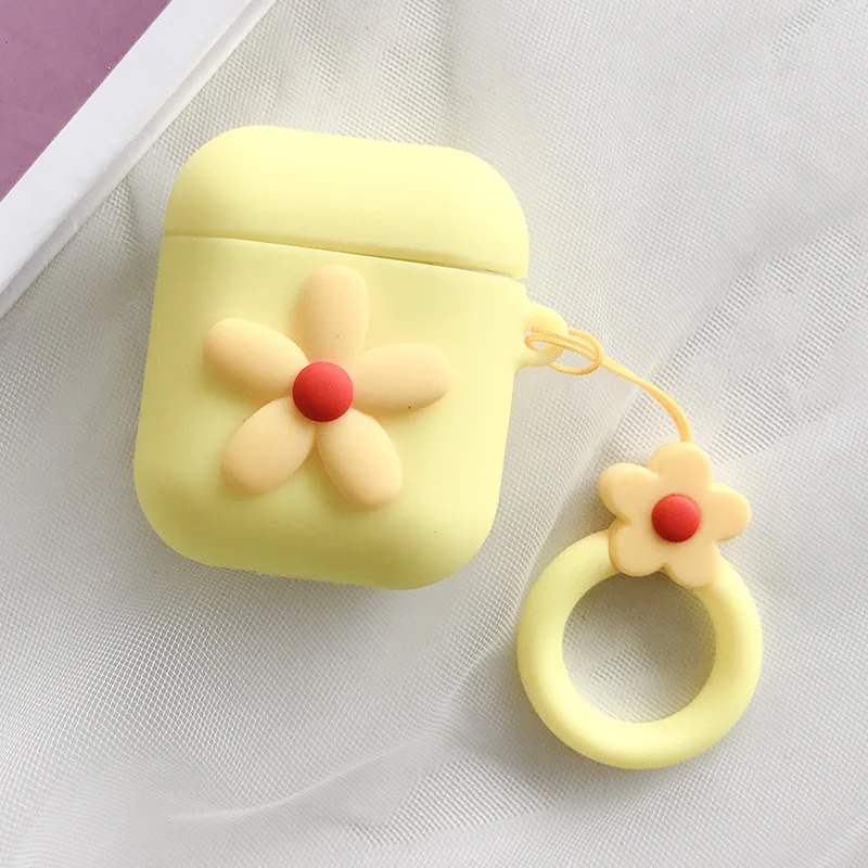 Силиконовый чехол для AirPods 2 Bluetooth наушники super man Лига героев беспроводные наушники для Apple AirPods2 защитный чехол - Цвет: Yellow Flower