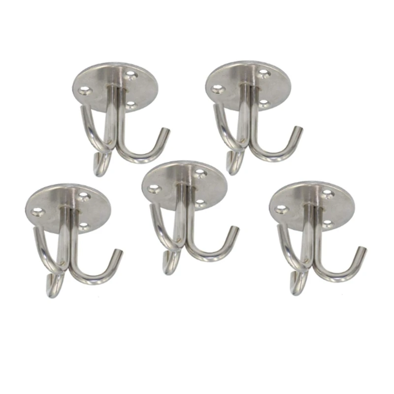 5 Pcs Stainless Steel Up Hook Ceiling Wall Cabinet Towel/Coat Three Fork Home Decoration | Дом и сад