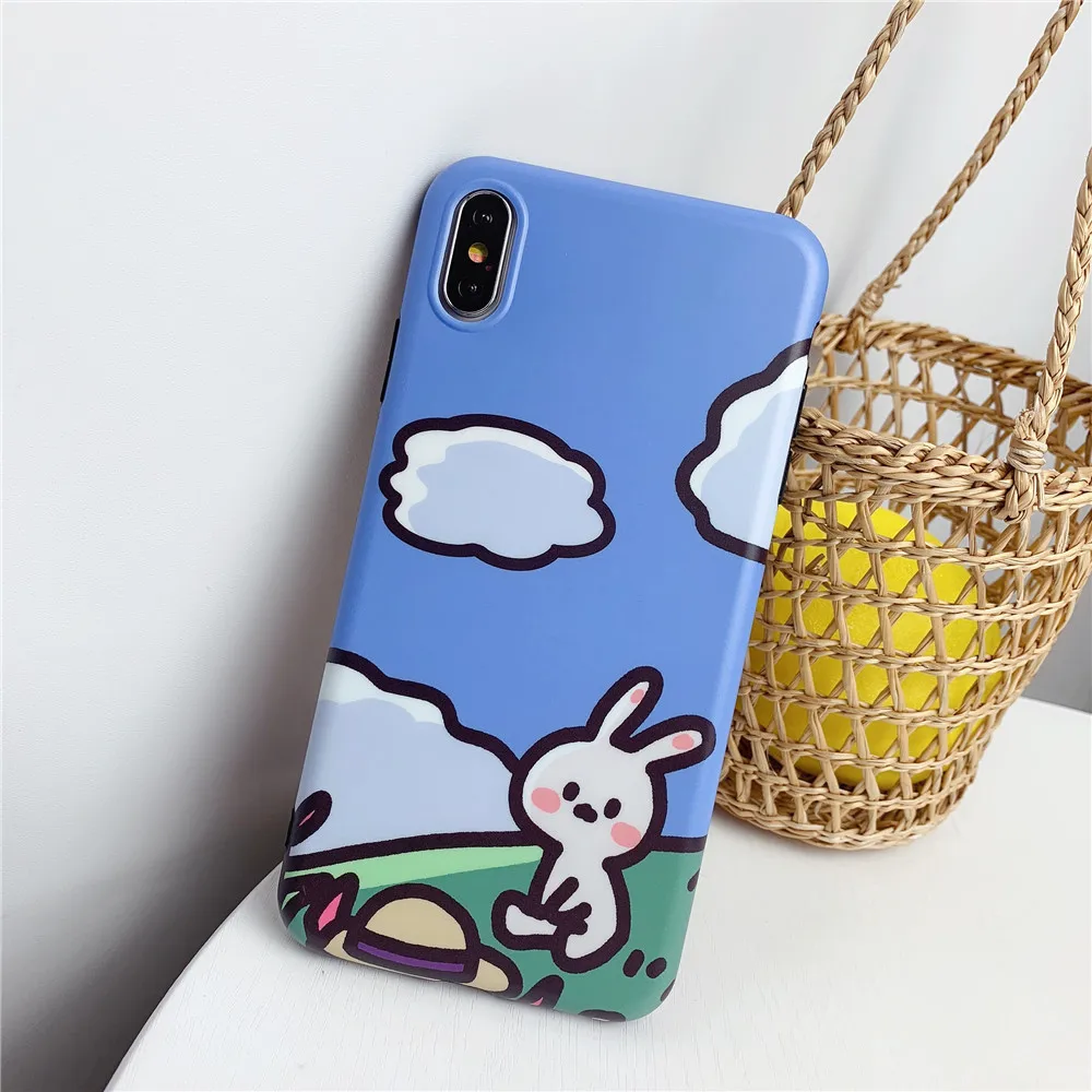 Защитный чехол с милым кроликом для iphone 6, 7, 8/6, 7, 8 plus/11pro, Maxx, xs, xr, xs, max, гладкий, анти-осенний, мягкий чехол, чехол для телефона