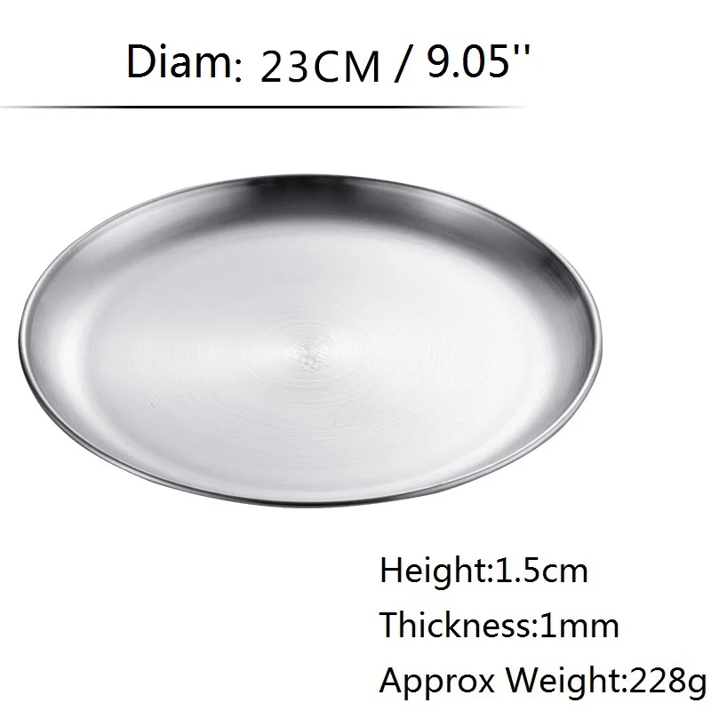Silver 23cm 11.8inch 1 шт., столовые блюда из нержавеющей стали, Золотая посуда, Рождественская десертная тарелка, фруктовое блюдо, поднос для торта, сервировочная посуда в скандинавском стиле, серебряная посуда - Цвет: Silver 23cm 11.8inch