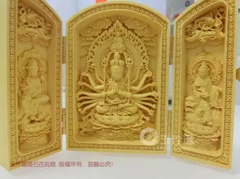 

Boxwood Carving Carved with Buddha Niche Thousand-Handed Guanyin Home Car Interior Decoration