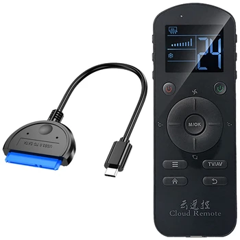 

1 Pcs Hard Disk Adapter Cable USB3.1 to Sata Converter & 1 Pcs Home Smart TV Remote Control with LCD Sn