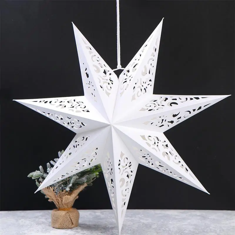 Árbol de Navidad colgante de estrella hueca, 45cm, luz de fiesta, rejilla de ventana para el hogar, dormitorio, luz nocturna, decoración colgante de jardín