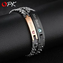 OPK пара аксессуаров Корейский Творческий титановая сталь мужские и женские Браслеты инкрустированные пара браслет подарок на день Святого Валентина