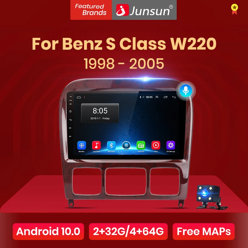 Junsun V1 pro Android 10 для Mercedes Benz S Class W220 S280 S320 S350 S400 S430 S500 S600 1998 2005 автомобильное радио