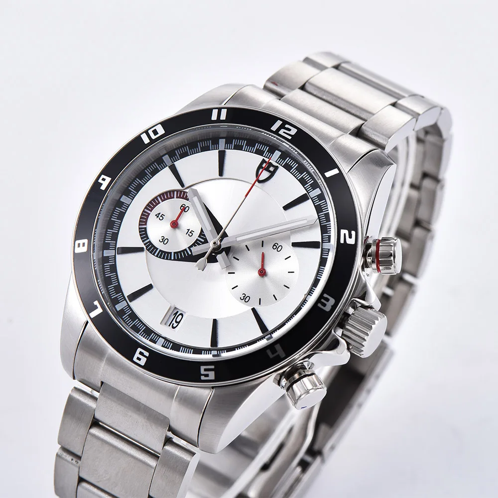 

2019 New Chronograph Men's Watch 43mm Quartz Japanese Movement VK64 316L Stainless Steel Case Multi-function Watch 02