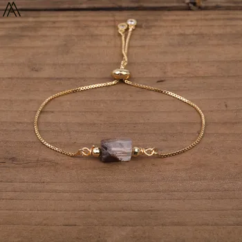 

Natural Green Phantom Quartz Nugget Beads Gold Bracelet Women Quartz Crystal Beads Delicate Bracelet Handmade Jewelry N0448AMD