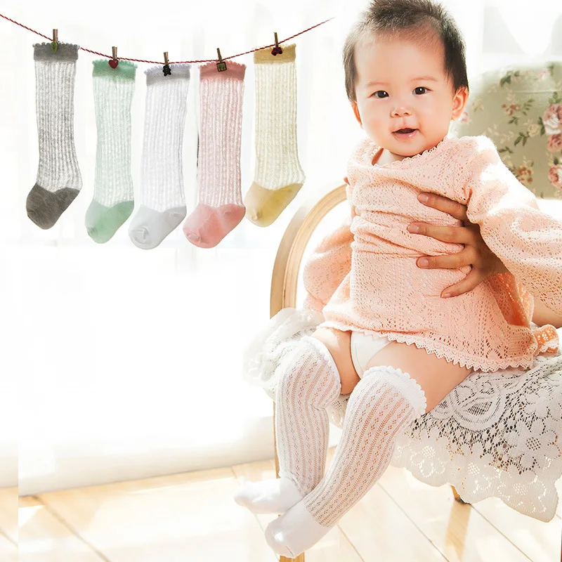 

Newborn Infant Baby Girls Socks Ventilation 100% cotton Baby Girl Socks Baby Toddler Baby Cotton Mesh Breathable Long Socks