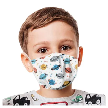 

Mascarillas Reusable Face Mask Kids Children's Cartoon Ufo Printed Outdoor Dustproof Mask Mascarar Protective Safety Mask 5pcs