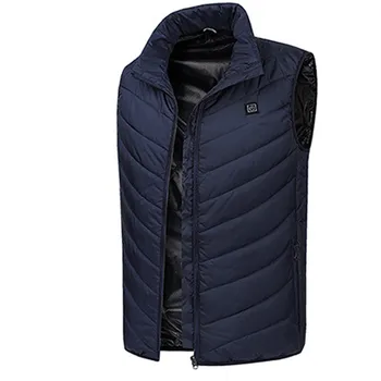 

Winter Thermal Coat USB Heated Vest Men Sleevless Jacket Slim Fit Windproof stand collar Hiking Heater Clothes For Mens