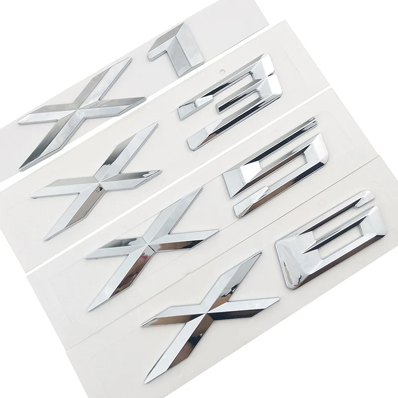 

XCCPJ 3D Chrome Logo Silver Tail Letter Plastic Emblem Badge Sticker Decoration for BMW X1 X3 X5 X6 E83 F25 GT Car Accessories