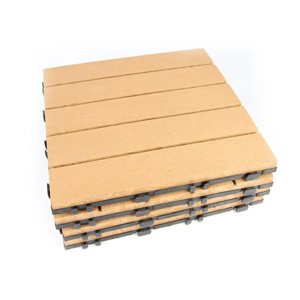 Interlocking Wood Flooring Deck Patio Tiles Solid Wood And Plastic Corner Edging Trim Tiles Indoor Outdoor Natural Wood