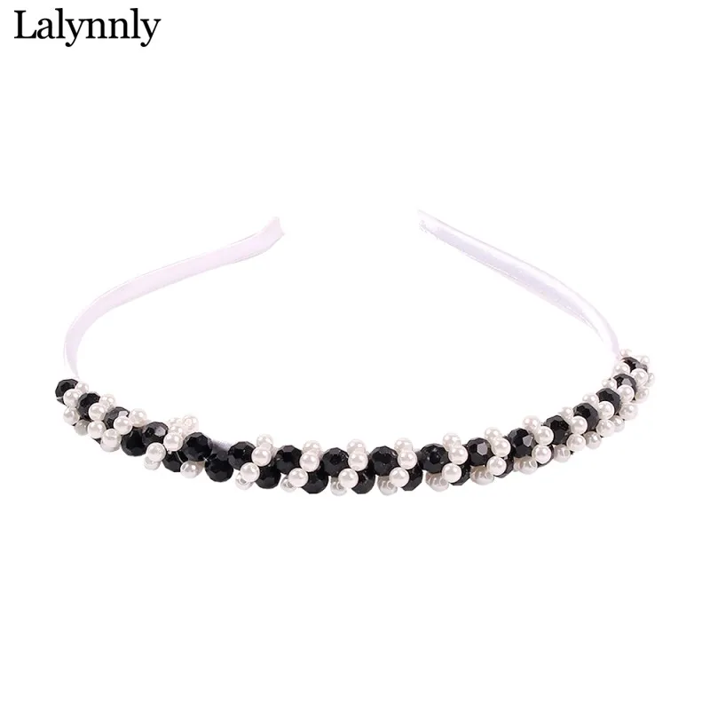 Lalynly, скрученная повязка на голову с искусственным жемчугом, Женская повязка на голову для девочек, ювелирное изделие для волос, трендовые акриловые аксессуары для волос с кристаллами F17131