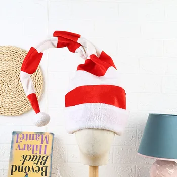 

Christmas hat Long Winter Warm Knit Hats Children's Christmas Striped Hair Ball Knit Hat Xmas holiday cap новогодние украшения