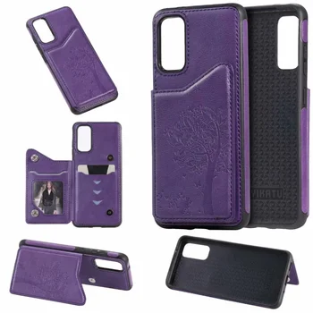 

30pcs/lot For Samsung Galaxy S20 Ultra Stand Photo Frame Cat tree Leather Skin Back Case with Card Slot For Galaxy S20 Plus