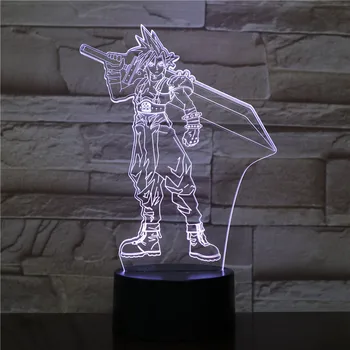 

USB 3D LED Night Light Cloud Strife Figure Decoration Boys Child Kids Baby Gifts Game Final Fantasy 7 Table Lamp Bedside neon