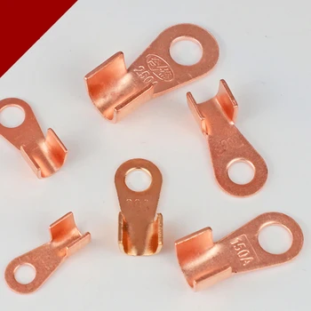 

100PCS OT Type 3A 5A 20A 30A 40A 50A 60A 80A Wire Terminal Red Copper Bare Nose Lugs Crimp Open Mouth Cable End Connector Splice