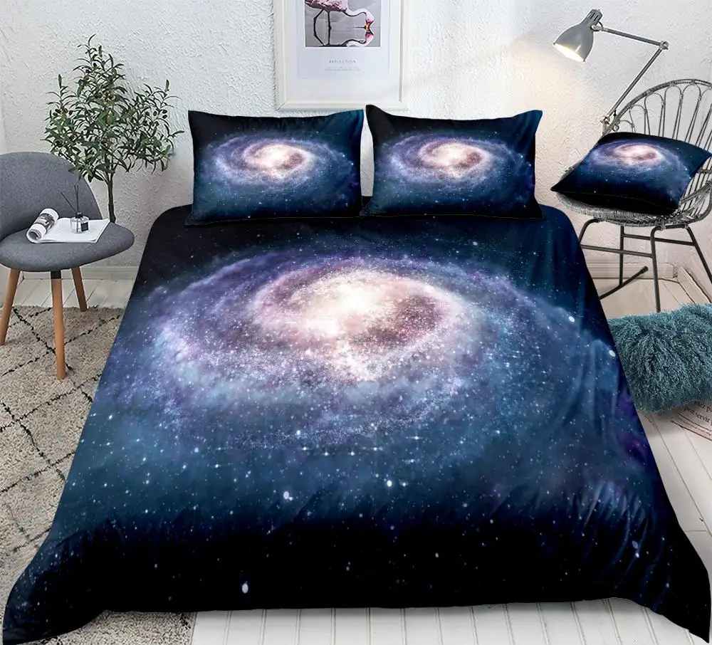 

3D Galaxy Duvet Cover Set Starry Bed Set Outer Space Bedding King Home Textiles Queen Quilt Cover Kids Boys Girls 3pcs Dropship