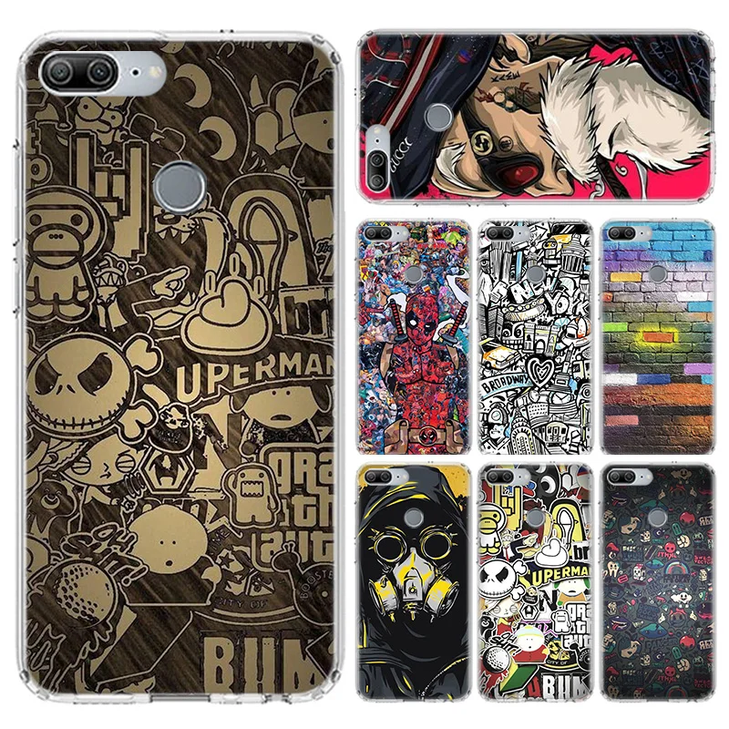 Retro Graffiti Phone Case For Honor 8X 9X 7A 7C Pro Y5 Y6 Y7 Y9 2019 8S Soft Silicone Back Cover 9 10 Lite coque | Мобильные