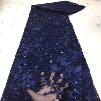 

5 yards neat embroidery sequins African french lace tulle fabric shiny Nigerian Ghana national celebration sewing clothes